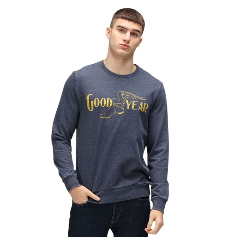 Goodyear Mens Logo Crew Neck Regular Sweatshirt / Blue